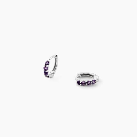 Créoles Leatrice Or Blanc Amethyste Violet - Boucles d'oreilles créoles Femme | Histoire d’Or