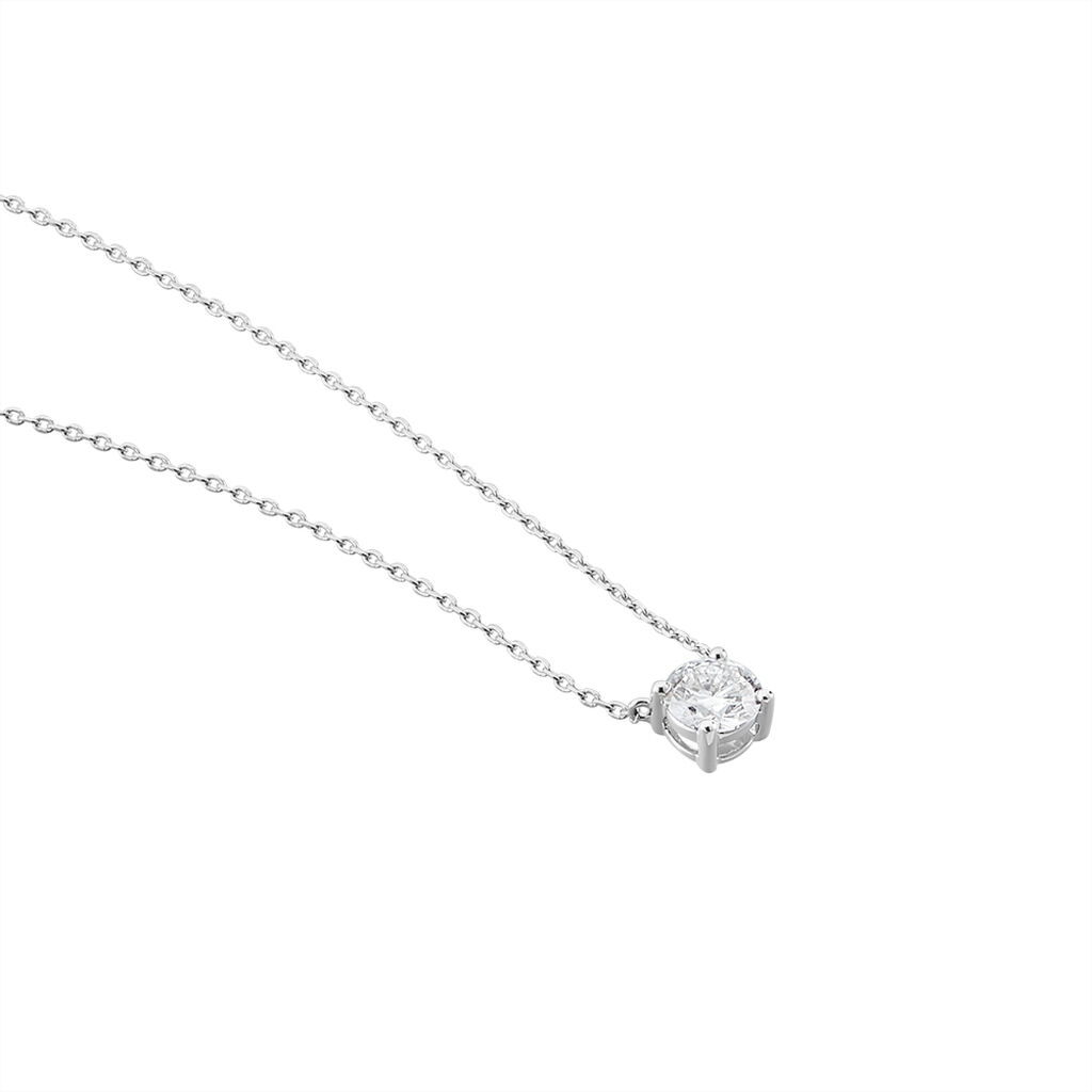 Collier Solitaire Victoria Platine Blanc Diamant - Colliers Femme | Histoire d&rsquo;Or