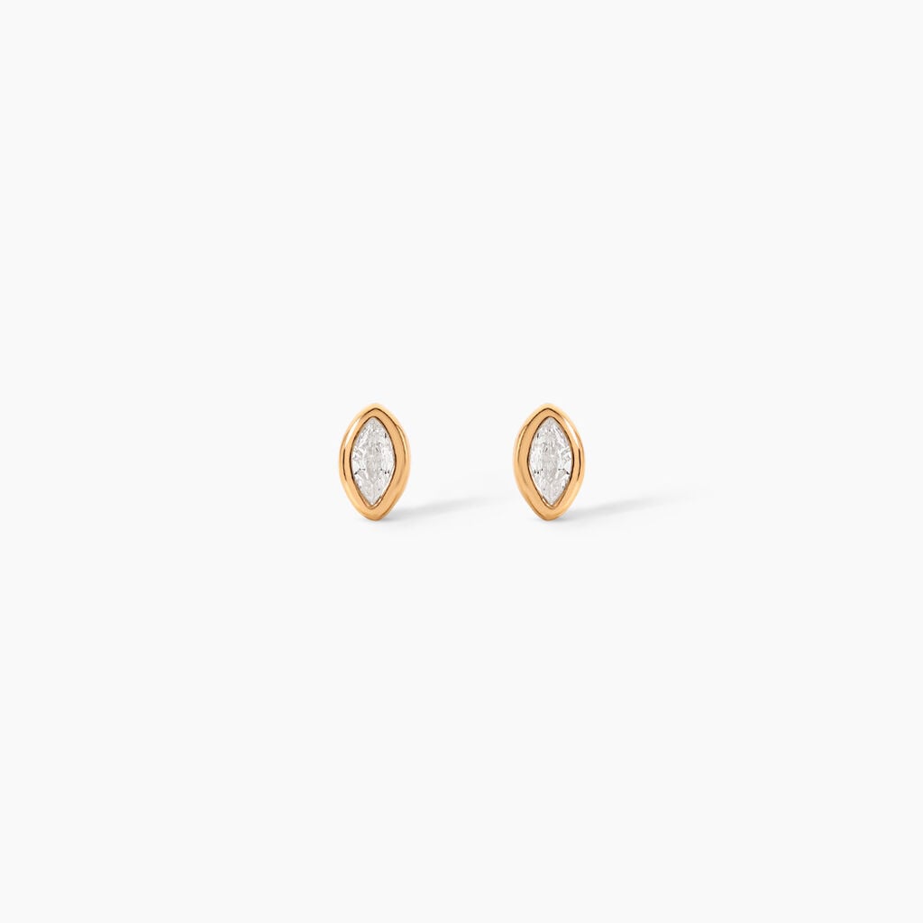 Boucles D'Oreilles Puces Steffie Plaqu&eacute; Or Jaune Oxyde De Zirconium - Boucles d'oreilles fantaisie Femme | Histoire d&rsquo;Or
