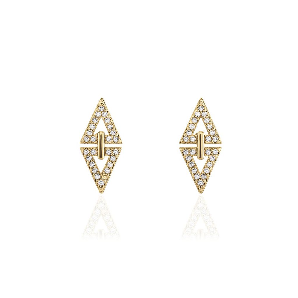 Boucles D'oreilles Izia Plaqué Or Jaune Oxydes De Zirconium - Boucles d'oreilles fantaisie Femme | Histoire d’Or
