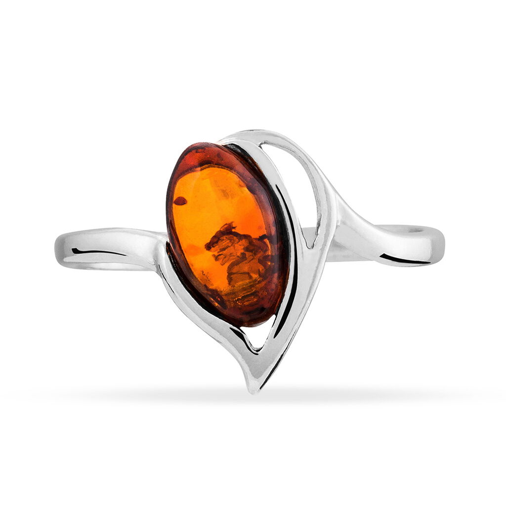 Bague Argent Blanc Nailla Ambre - Bagues solitaires Femme | Histoire d&rsquo;Or