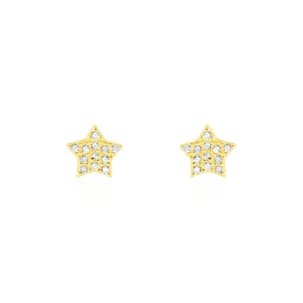 Boucles D'oreilles Puces Or Jaune Fragaria Oxydes - Clous d'oreilles Femme | Histoire d’Or