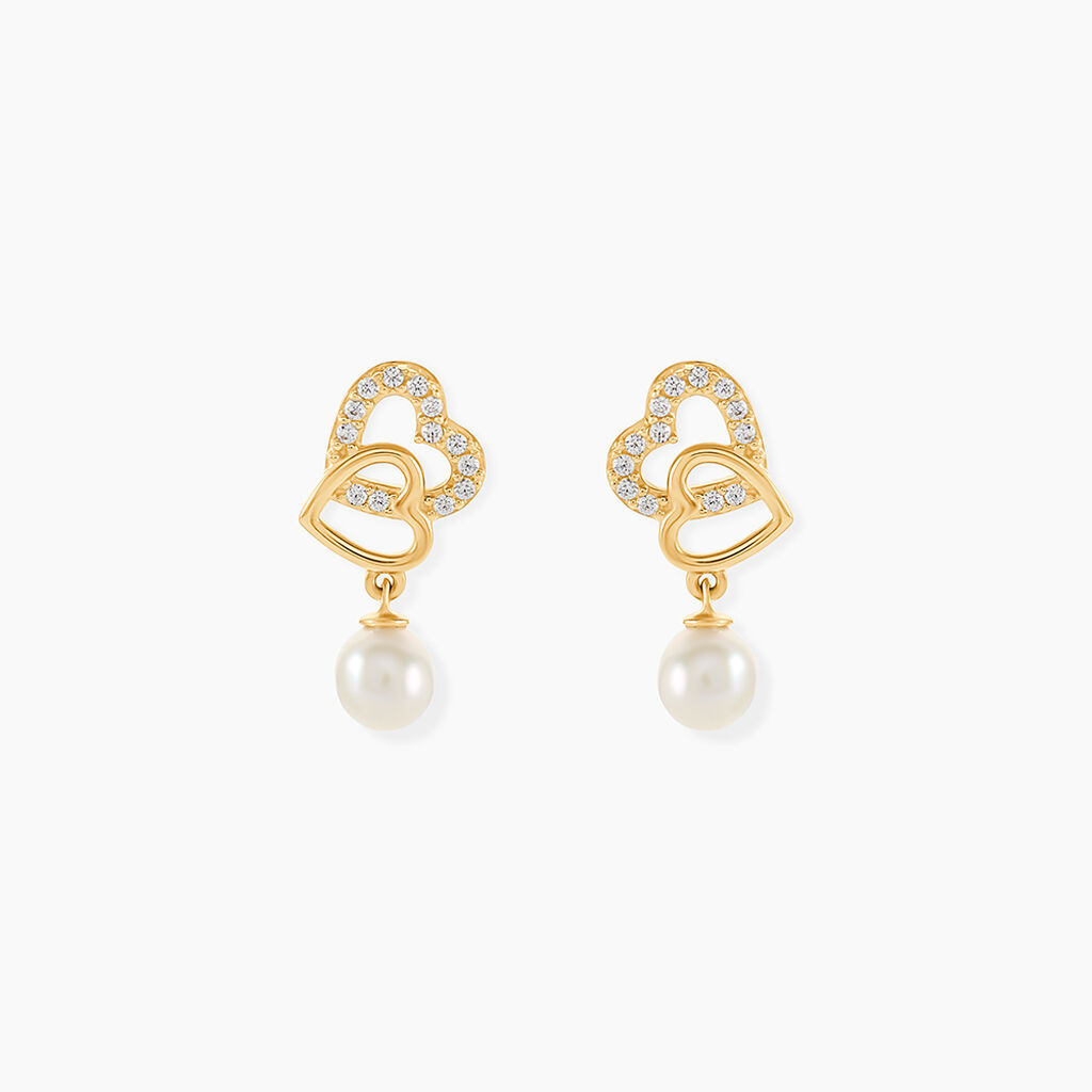 Boucles D'Oreilles Pendantes Alastair Or Jaune Perle De Culture Oxyde De Zirconium - Boucles d'oreilles pendantes Femme | Histoire d&rsquo;Or
