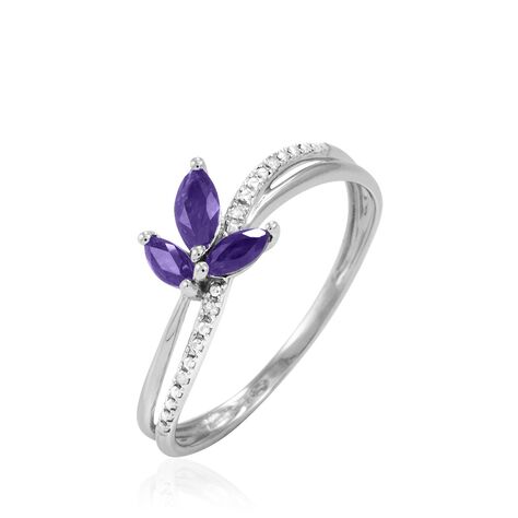 Bague Angie Or Blanc Amethyste Et Diamant - Bagues solitaires Femme | Histoire d’Or