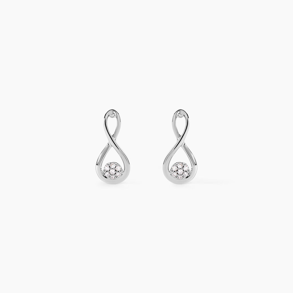 Boucles D'oreilles Puces Shaeen Or Blanc Diamant - Clous d'oreilles Femme | Histoire d&rsquo;Or