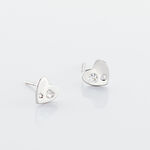 Boucles D'oreilles Puces Daria Coeur Plein Or Blanc Oxyde De Zirconium - Clous d'oreilles Femme | Histoire d&rsquo;Or