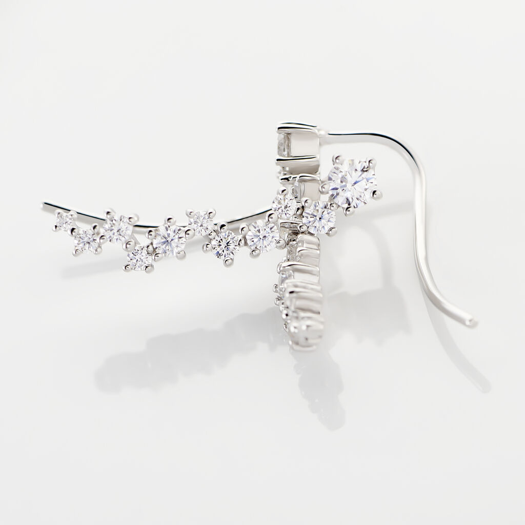 Bijoux D&iquest;oreilles Grimpants Enza Argent Blanc Oxyde De Zirconium - Boucles d'oreilles fantaisie Femme | Histoire d&rsquo;Or
