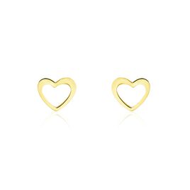 Boucles D'oreilles Puces Anne-maudae Coeurs Or Jaune - Clous d'oreilles Femme | Histoire d’Or
