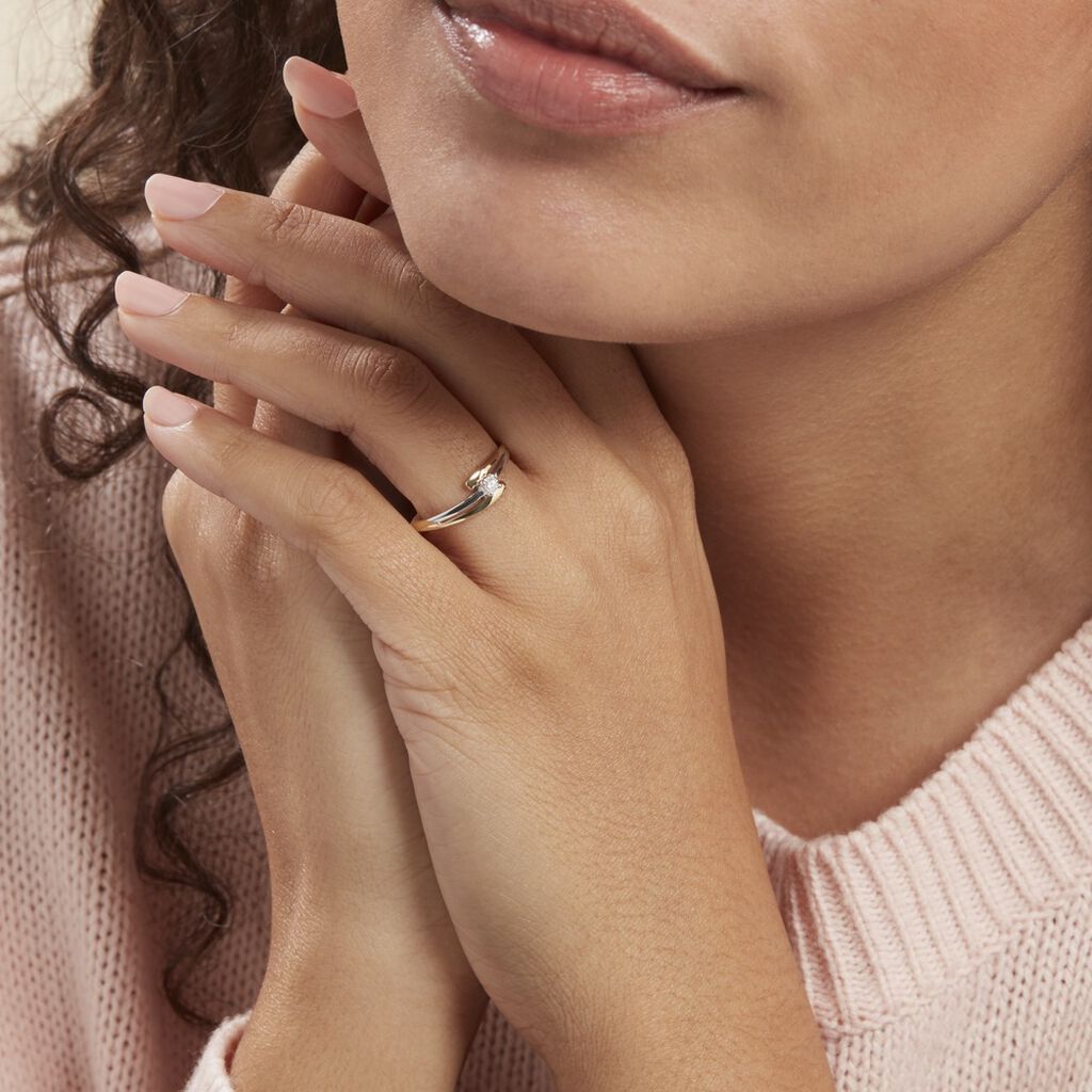 Bague Blandine Or Bicolore Diamant - Bagues solitaires Femme | Histoire d’Or