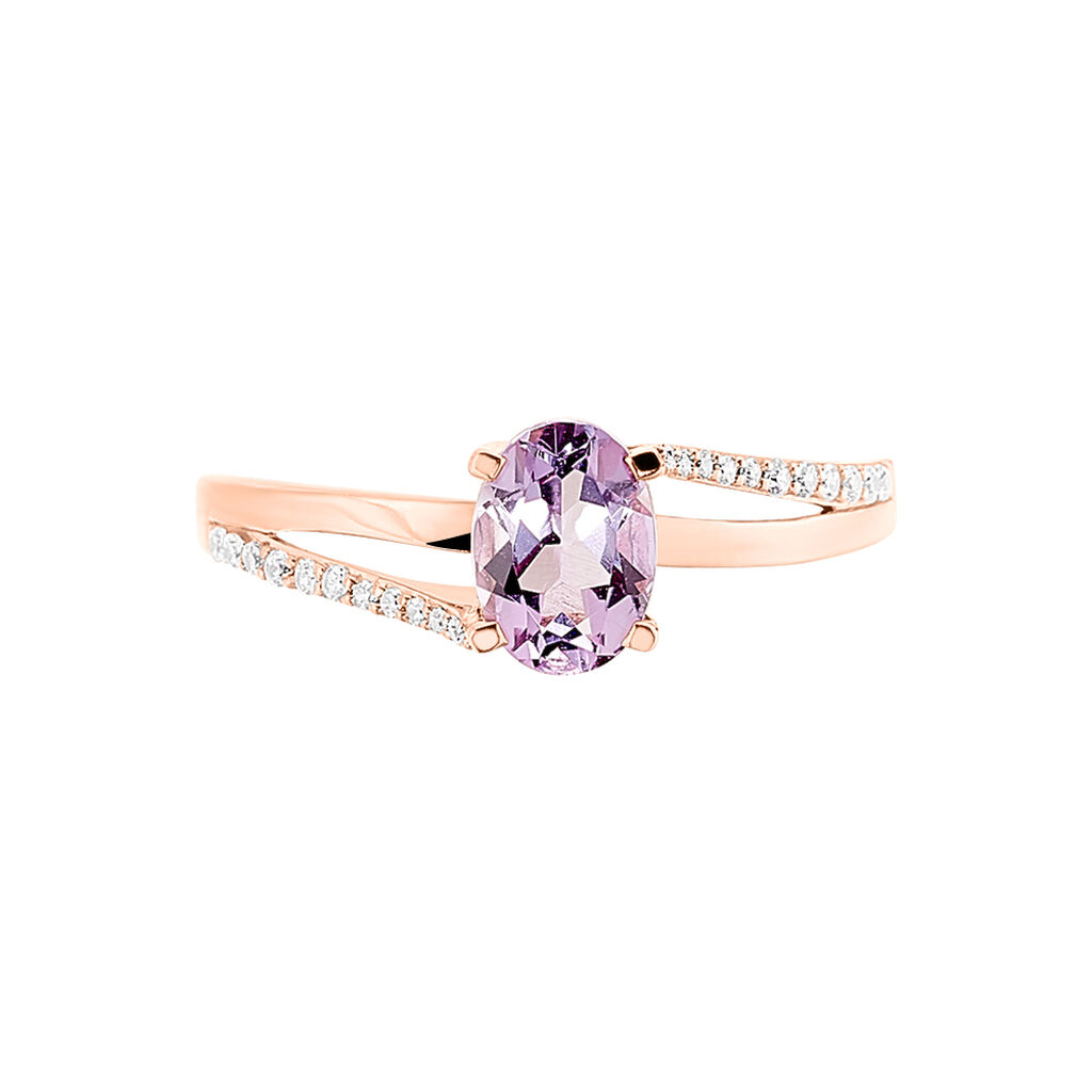 Bague Marie-eva Or Rose Amethyste Et Oxyde De Zirconium - Bagues solitaires Femme | Histoire d&rsquo;Or
