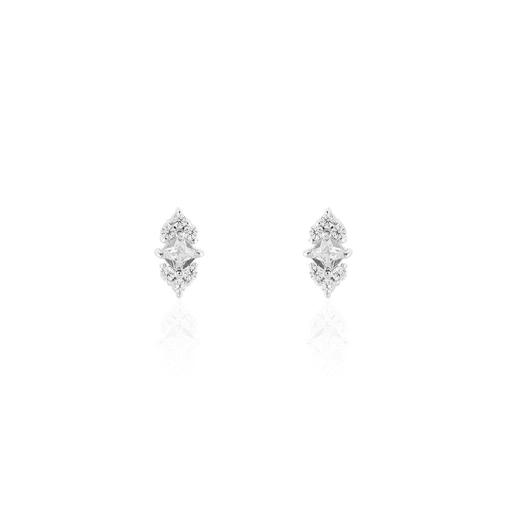 Boucles D'oreilles Puces Mascaret Argent Blanc Oxyde De Zirconium - Boucles d'oreilles fantaisie Femme | Histoire d&rsquo;Or