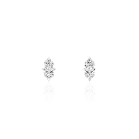 Boucles D'oreilles Puces Mascaret Argent Blanc Oxyde De Zirconium - Boucles d'oreilles fantaisie Femme | Histoire d&rsquo;Or