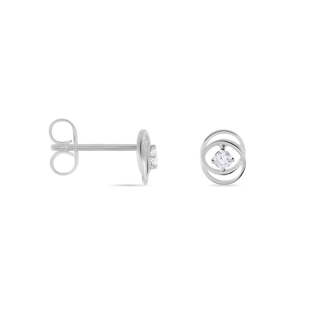 Boucles D'oreilles Puces Nid D'amour Or Blanc Diamant - Clous d'oreilles Femme | Histoire d’Or