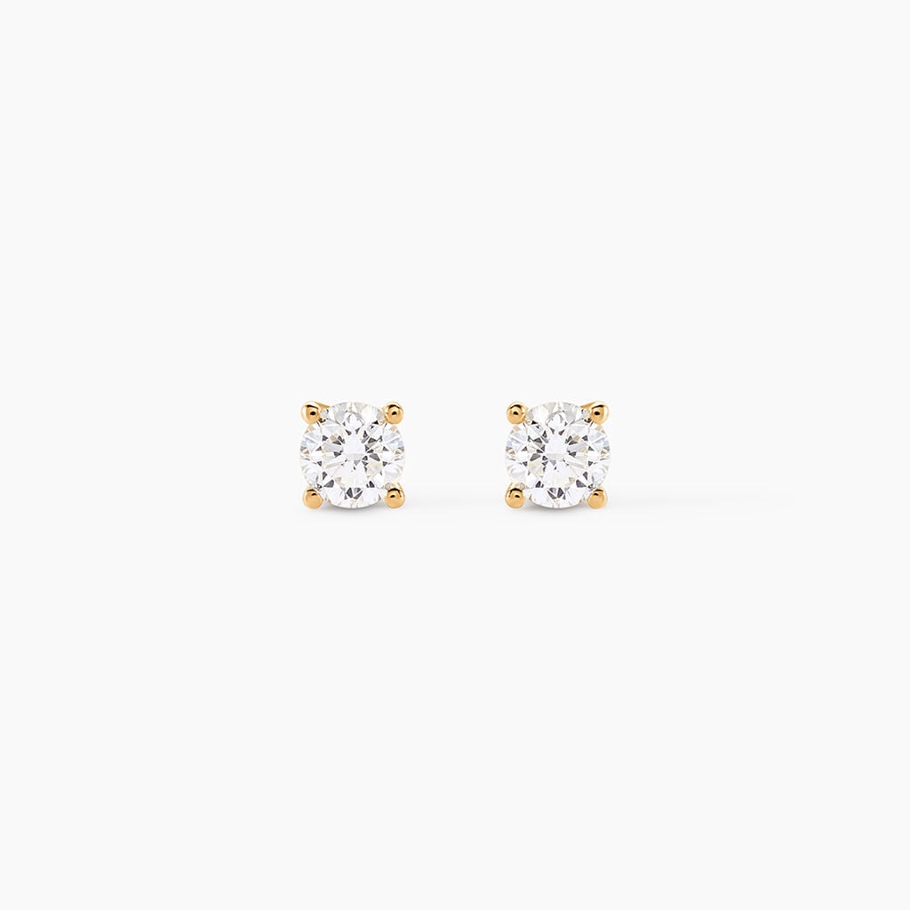 Boucles D'oreilles Puces One Or Jaune Diamants