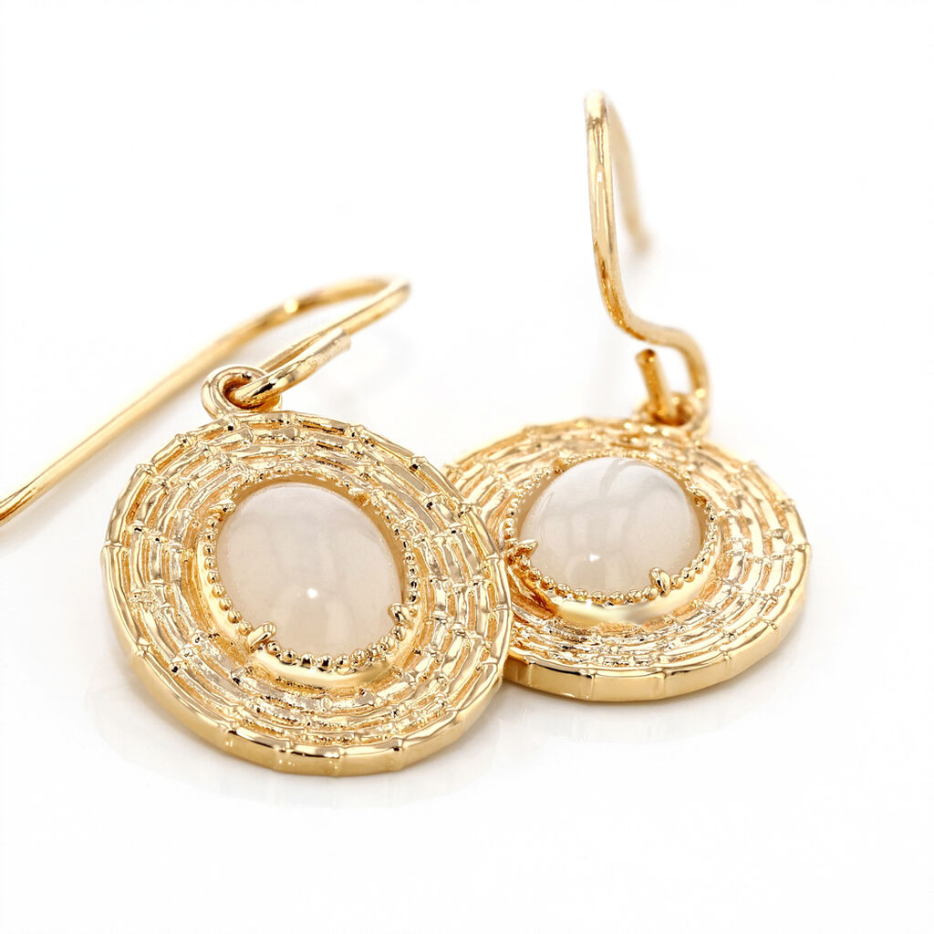 Boucles D'oreilles Pendantes Linna Plaqué Or Jaune Pierre De Lune - Boucles d'oreilles fantaisie Femme | Histoire d’Or