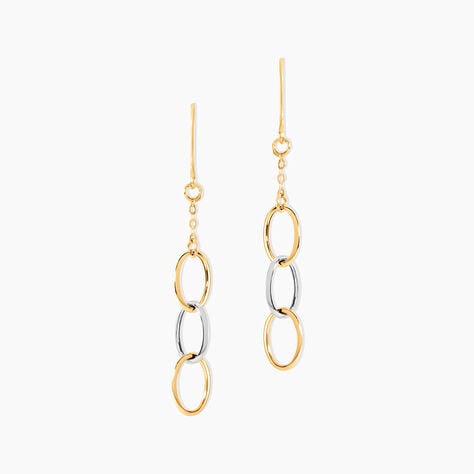 Boucles D'oreilles Pendantes Lucette Or Bicolore - Boucles d'oreilles pendantes Femme | Histoire d’Or