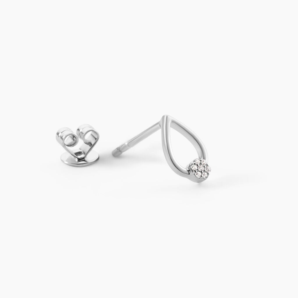 Boucles D'Oreilles Puces Cantara Argent Blanc Oxyde De Zirconium - Boucles d'oreilles fantaisie Femme | Histoire d&rsquo;Or