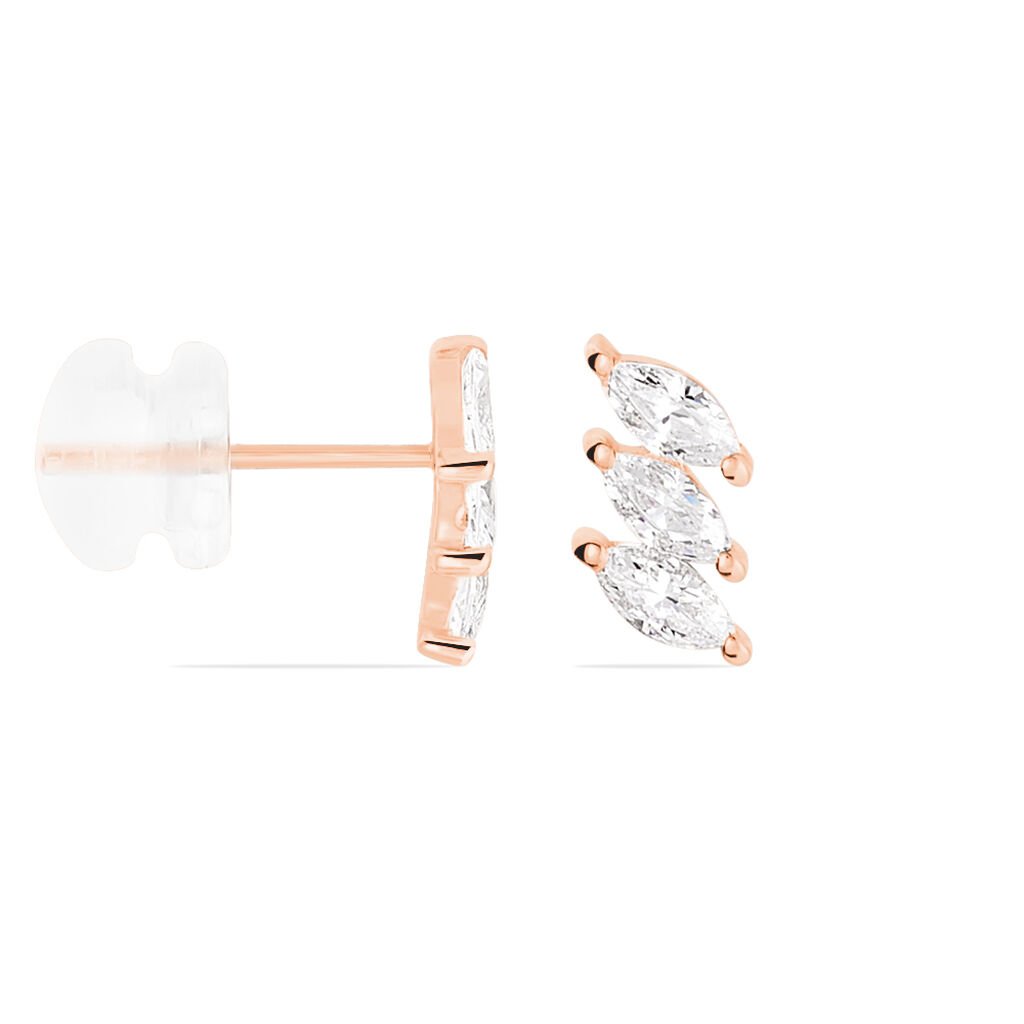 Boucles D'oreilles Puces Edma Or Rose Oxyde De Zirconium - Clous d'oreilles Femme | Histoire d&rsquo;Or