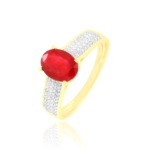 Bague Crista Or Jaune Rubis Et Diamant - Bagues solitaires Femme | Histoire d’Or