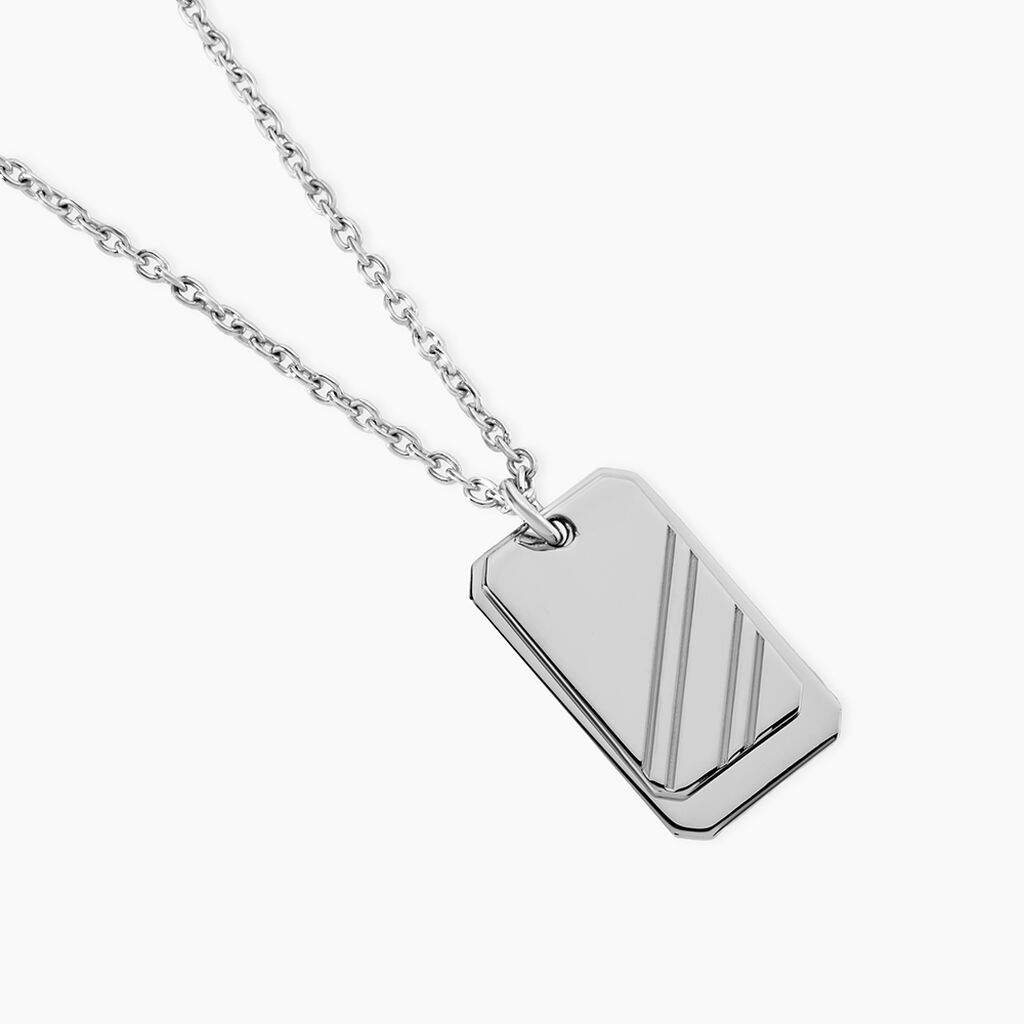 Collier Argent Blanc Djimy - Bijoux sans pierre Homme | Histoire d&rsquo;Or