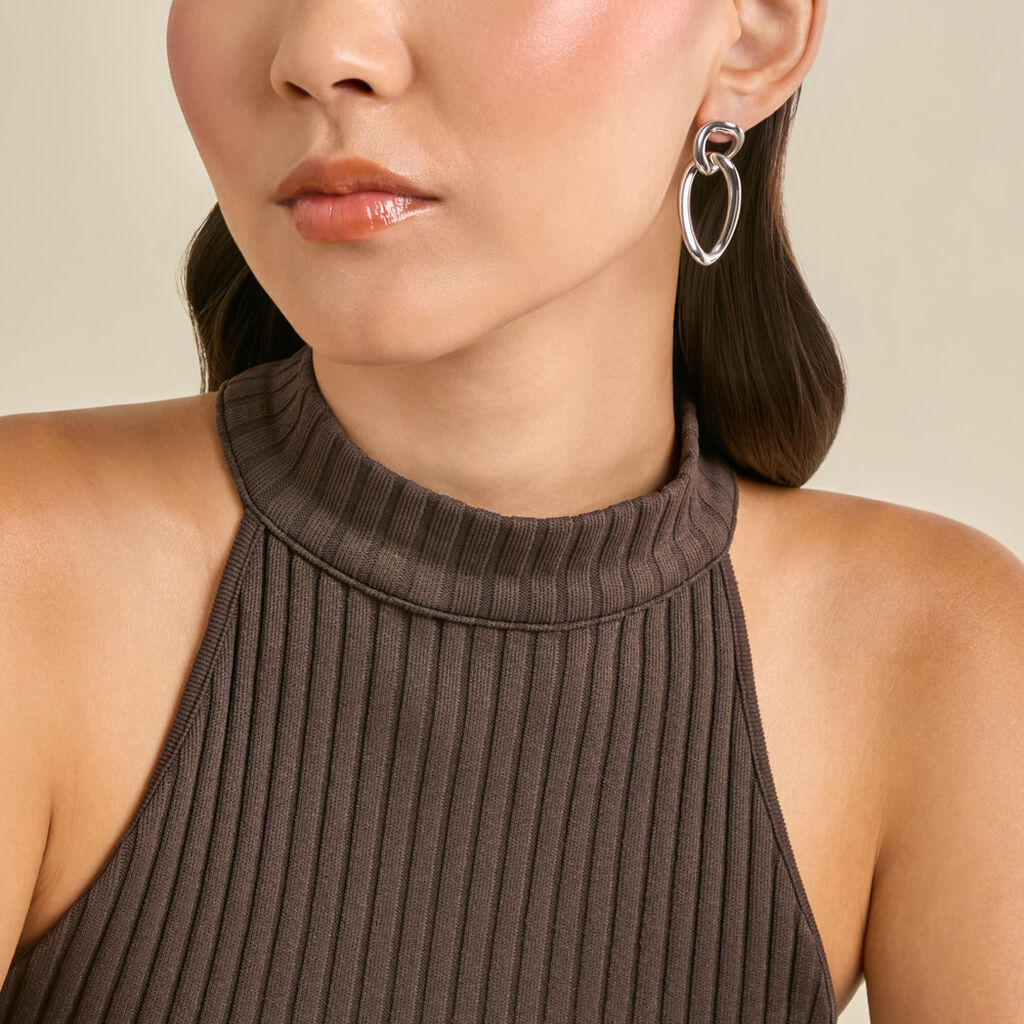 Boucles D'Oreilles Pendantes Lucylle Acier Blanc - Boucles d'oreilles pendantes Femme | Histoire d&rsquo;Or