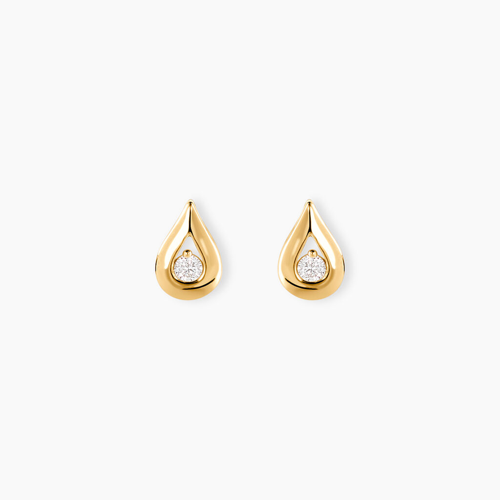 Boucles D'oreilles Puces Purete Or Jaune Diamant - Clous d'oreilles Femme | Histoire d&rsquo;Or