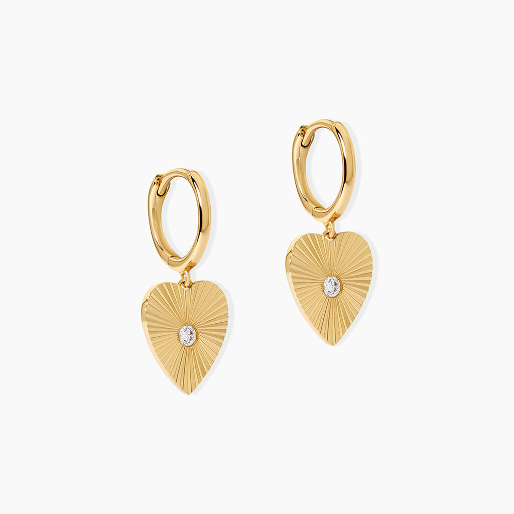 Cr&eacute;oles Minie Argent Dor&eacute; A L'Or 750/1000 Oxyde De Zirconium - Boucles d'oreilles cr&eacute;oles Femme | Histoire d&rsquo;Or