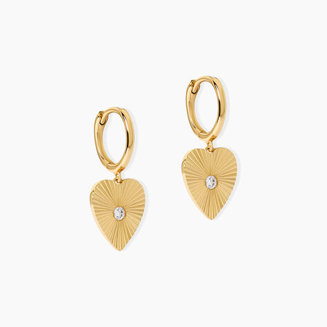 Cr&eacute;oles Minie Argent Dor&eacute; A L'Or 750/1000 Oxyde De Zirconium - Boucles d'oreilles cr&eacute;oles Femme | Histoire d&rsquo;Or