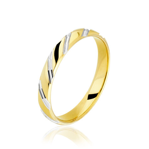 Alliance Strie Fantaisie Demi Jonc Classique Or Bicolore - Alliances Famille | Histoire d’Or
