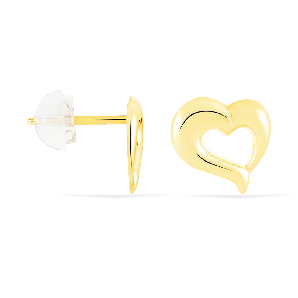 Boucles D'oreilles Puces Anne-maudae Coeurs Or Jaune - Clous d'oreilles Femme | Histoire d’Or