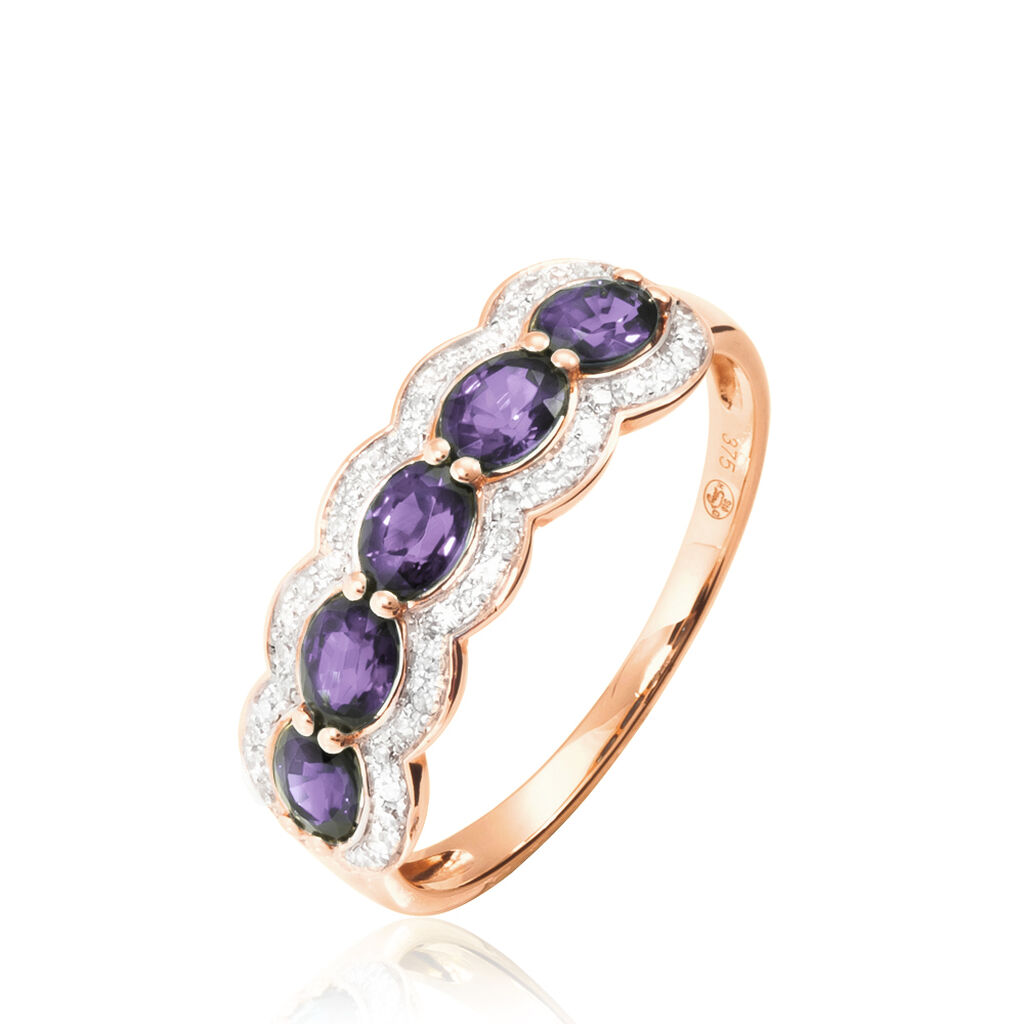 Bague Margaux Or Rose Amethyste Et Diamant - Bagues avec pierre Femme | Histoire d’Or