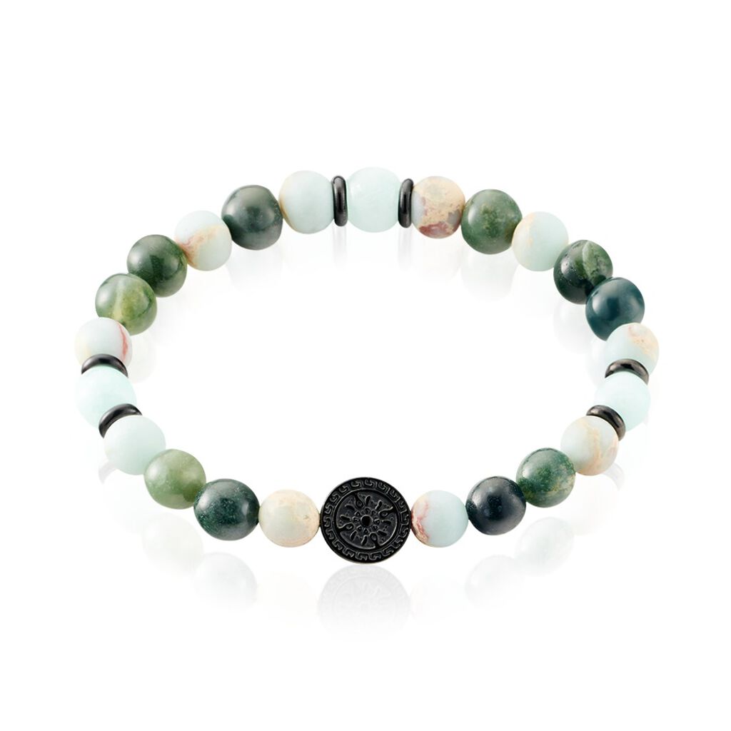 Bracelet Jourdan Yasur Acier Noir Quartz Amazonite - Bracelets Homme | Histoire d&rsquo;Or