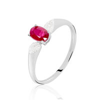 Bague Edgina Or Blanc Rubis Et Diamant