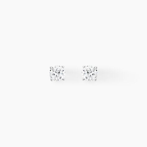 Boucles D'oreilles Puces 4 Griffes Or Blanc Diamant Synthetique - Clous d'oreilles Femme | Histoire d’Or