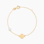 Bracelet Trefle Or Jaune Perle De Culture - Bracelets Enfant | Histoire d&rsquo;Or