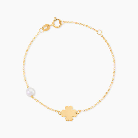 Bracelet Trefle Or Jaune Perle De Culture - Bracelets Enfant | Histoire d&rsquo;Or