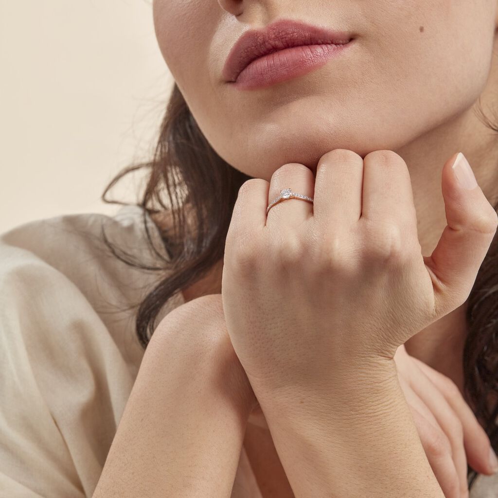 Bague Solitaire Hemera Or Rose Diamant - Bagues solitaires Femme | Histoire d’Or