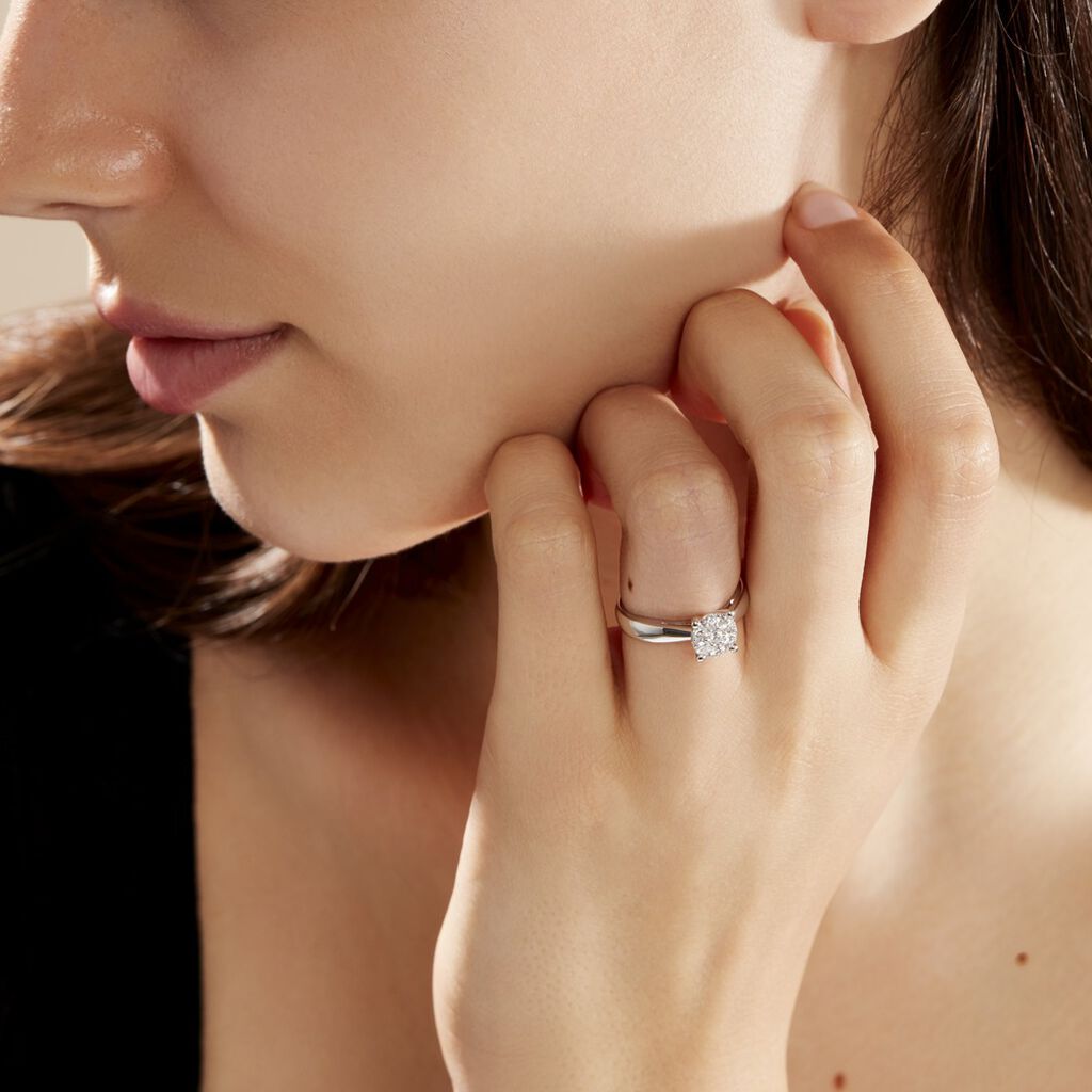Bague Solitaire Charlene Or Blanc Diamant Synthetique - Bagues solitaires Femme | Histoire d’Or