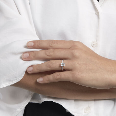 Bague Or Blanc  Gesacus Oxyde De Zirconium - Bagues solitaires Femme | Histoire d’Or