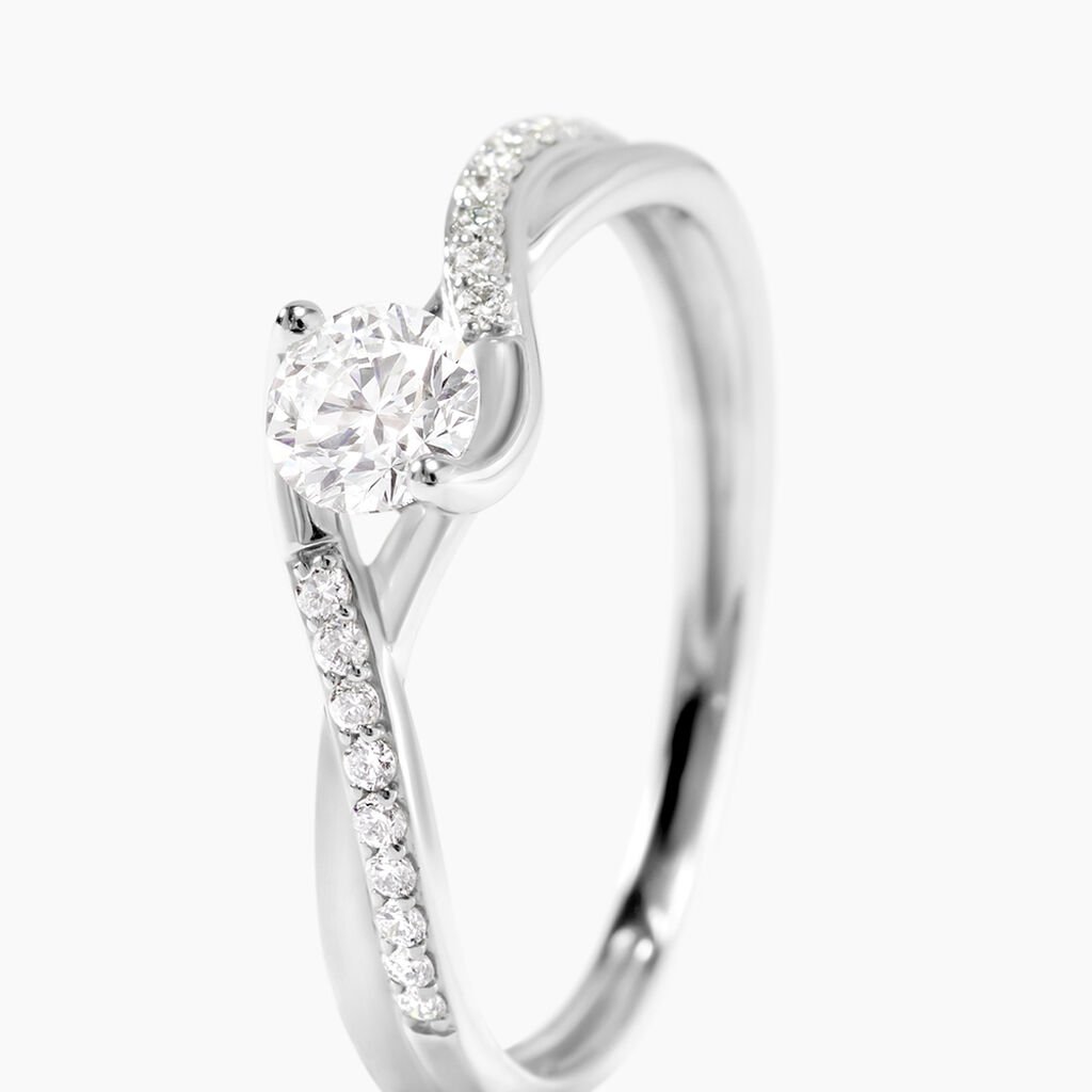 Bague Laetitianne Platine Diamant Synth&eacute;tique - Bagues solitaires Femme | Histoire d&rsquo;Or