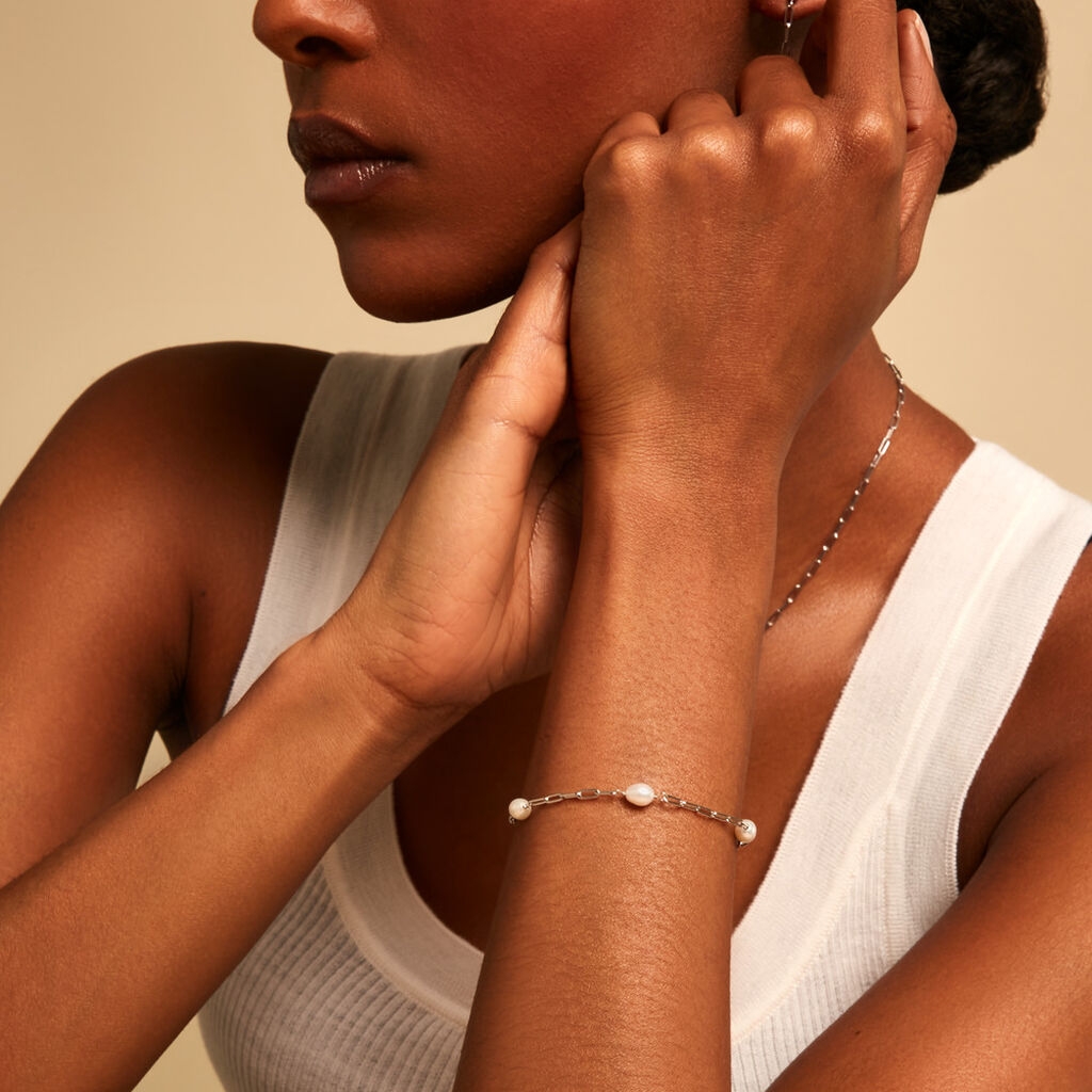 Bracelet Silviane Argent Blanc Perle De Culture - Bracelets Femme | Histoire d&rsquo;Or