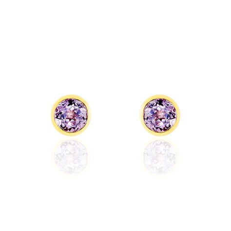 Boucles D'oreilles Puces Parmeclos Or Jaune Amethyste - Clous d'oreilles Femme | Histoire d’Or