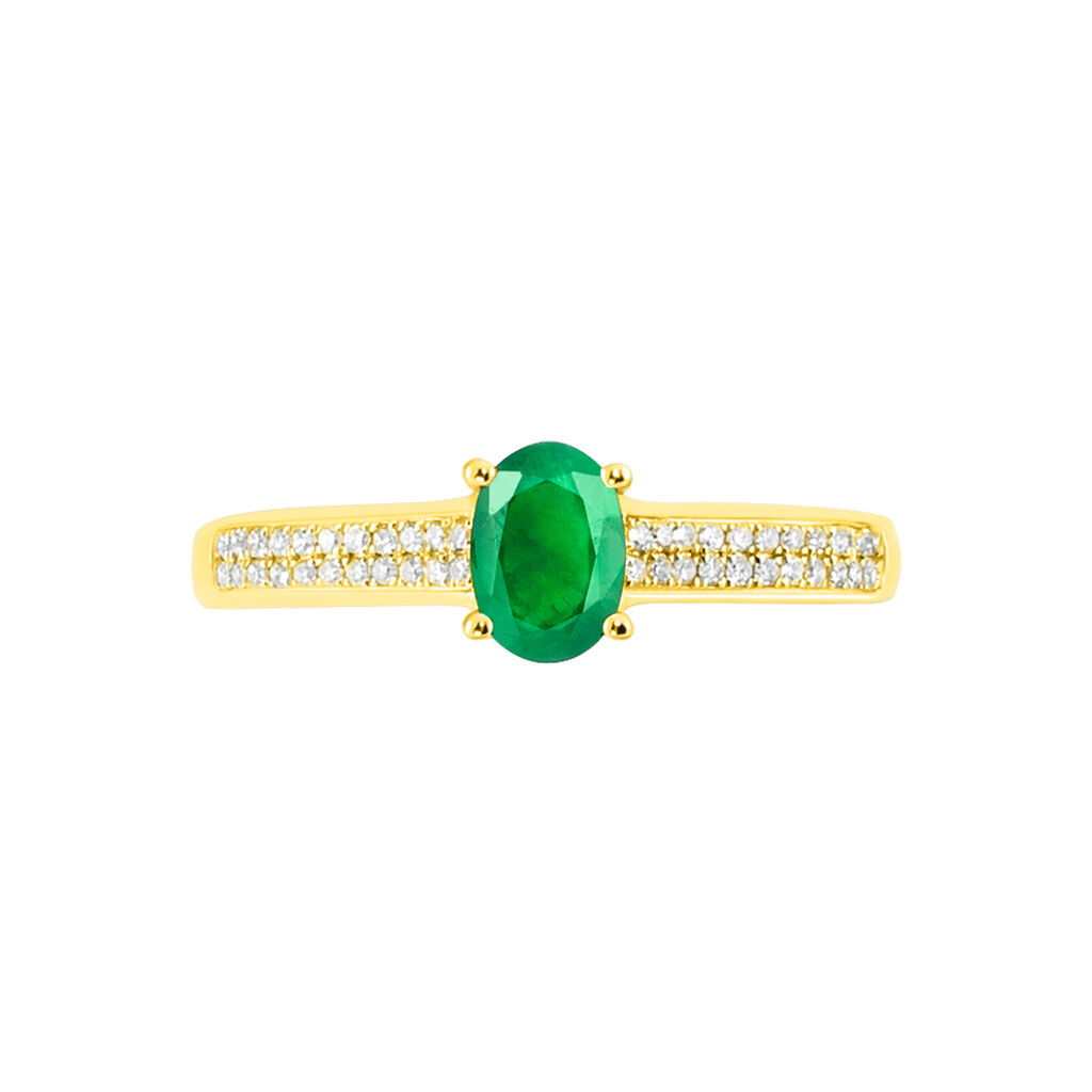 Bague Crista Or Jaune Emeraude Et Diamant - Bagues solitaires Femme | Histoire d’Or