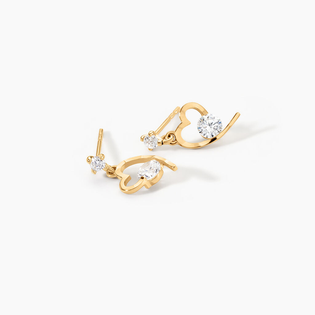 Boucles D'oreilles Pendantes Romance Or Jaune Oxyde De Zirconium - Boucles d'oreilles pendantes Femme | Histoire d&rsquo;Or