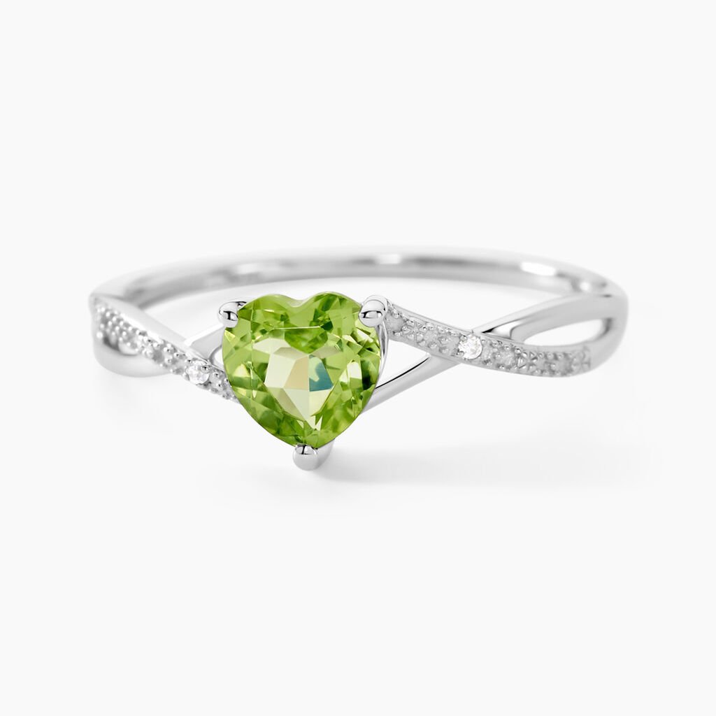 Bague Clothilde Or Blanc Peridot Et Oxyde - Bagues solitaires Femme | Histoire d&rsquo;Or