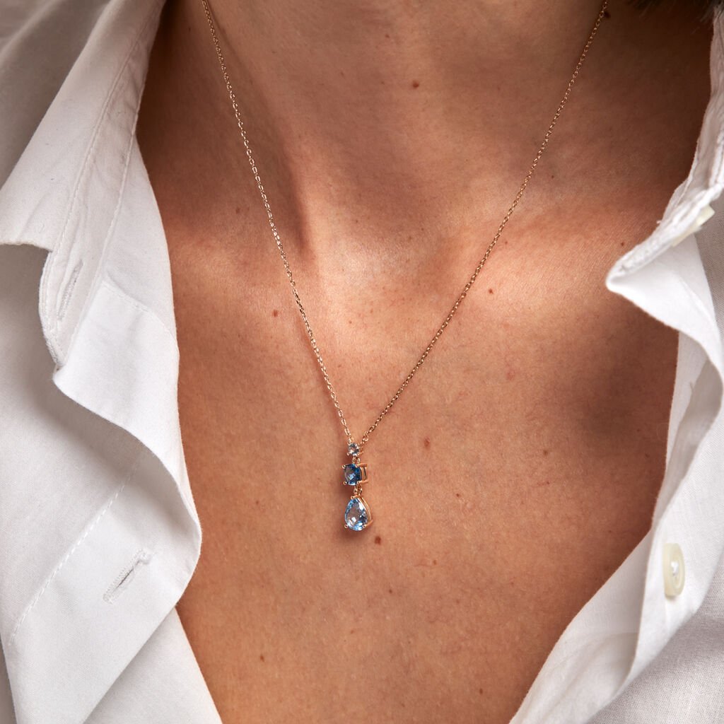 Collier Huffie Plaqué Or Jaune Pierre D'imitation - Colliers Femme | Histoire d’Or