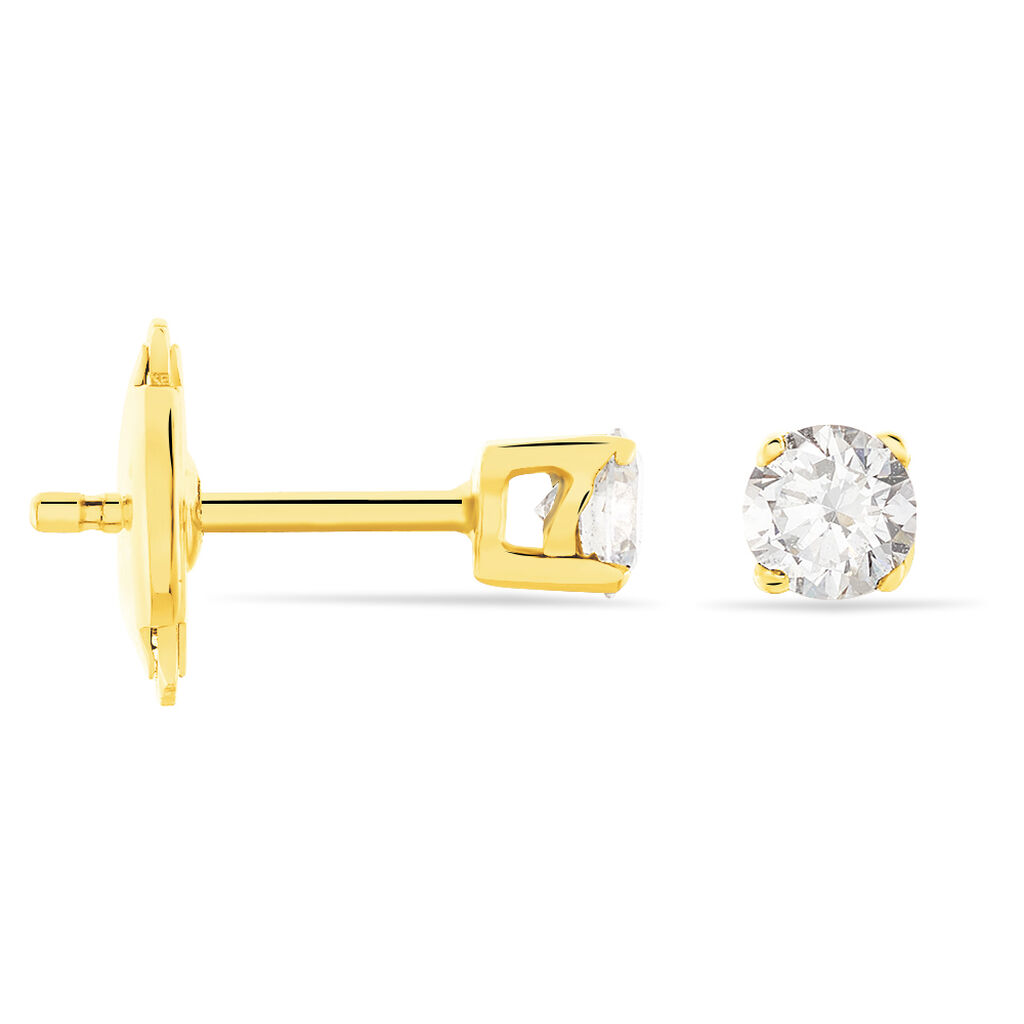 Boucles D'oreilles Puces Victoria Or Jaune Diamant - Clous d'oreilles Femme | Histoire d&rsquo;Or