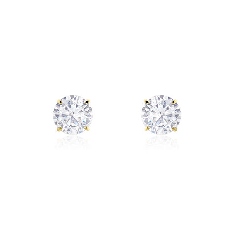 Boucles D'oreilles Puces Or Jaune Katherina Oxyde De Zirconium - Clous d'oreilles Femme | Histoire d’Or