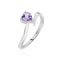 Bague Eva Or Blanc Amethyste Et Diamant