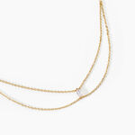 Collier Sparkle Argent Dor&eacute; A L'Or 750/1000 Oxyde De Zirconium - Colliers doubles et triples cha&icirc;nes Femme | Histoire d&rsquo;Or